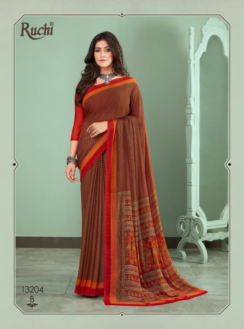 Ruchi Star Chiffon 68th Edition Casual Dily Wear Chiffon Printed Saree Collection